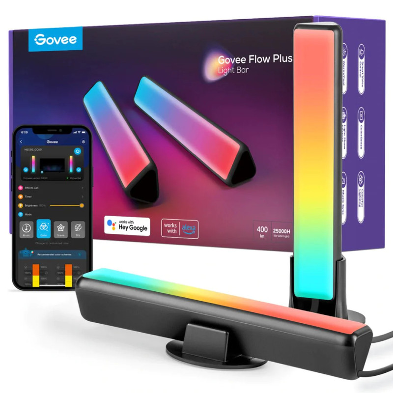 Govee RGBICWW WiFi + Bluetooth Flow Plus Light Bars - إضاءة